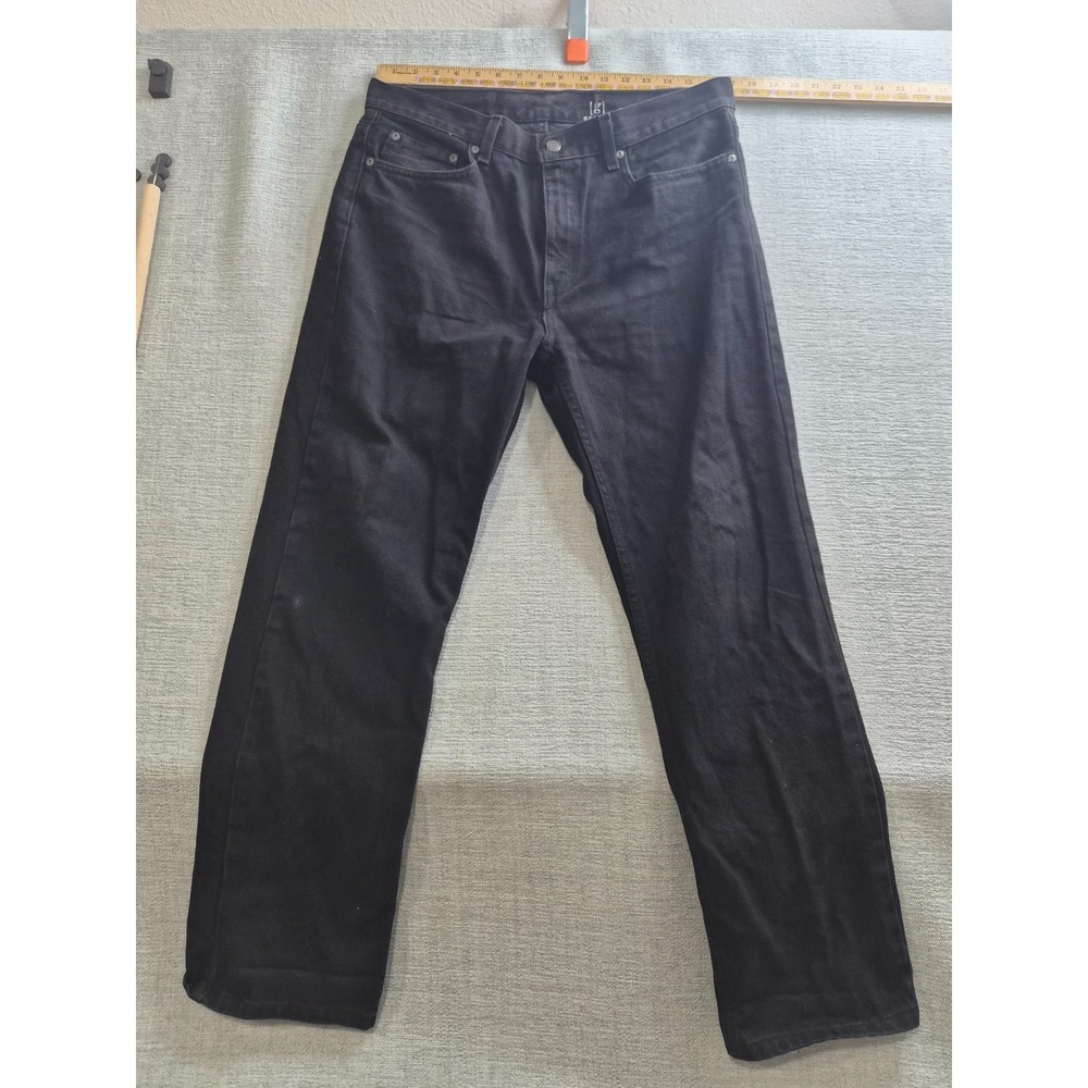 George Jeans Mens 33x30 Black Denim Cotton Dark Wash Regular Fit Straight Leg